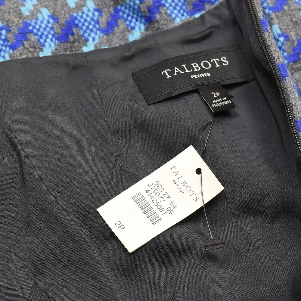 NEW Talbots Straight Skirt Polyester Multicolor Size 2P Geometric Knee Length